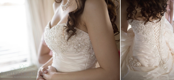 delicate beading on wedding dress