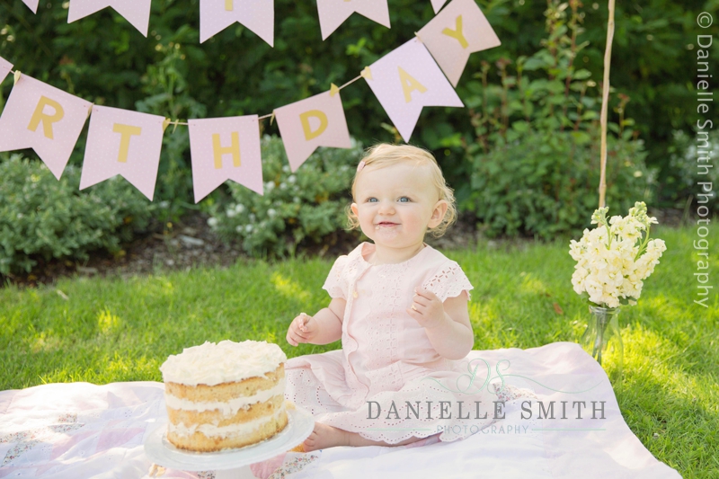 little girl with naked cake