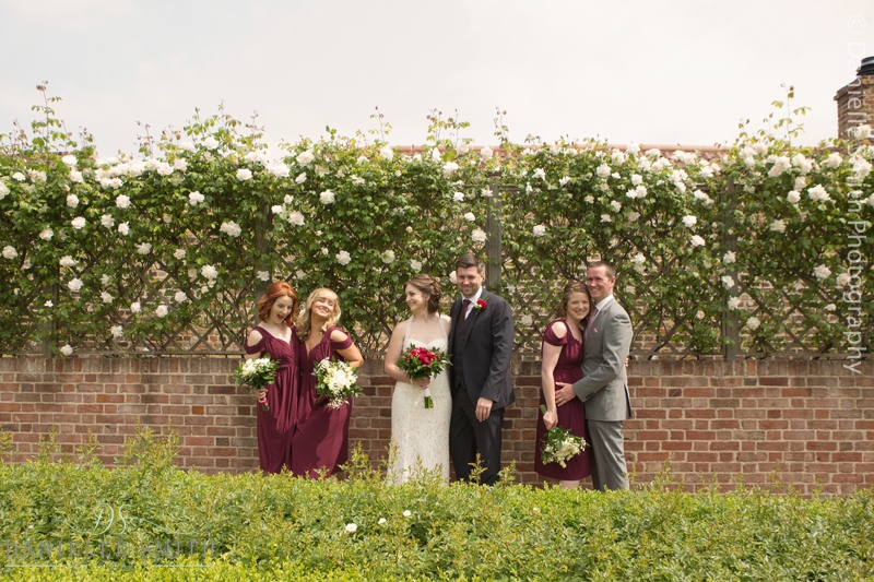 bridal party in rose gardens