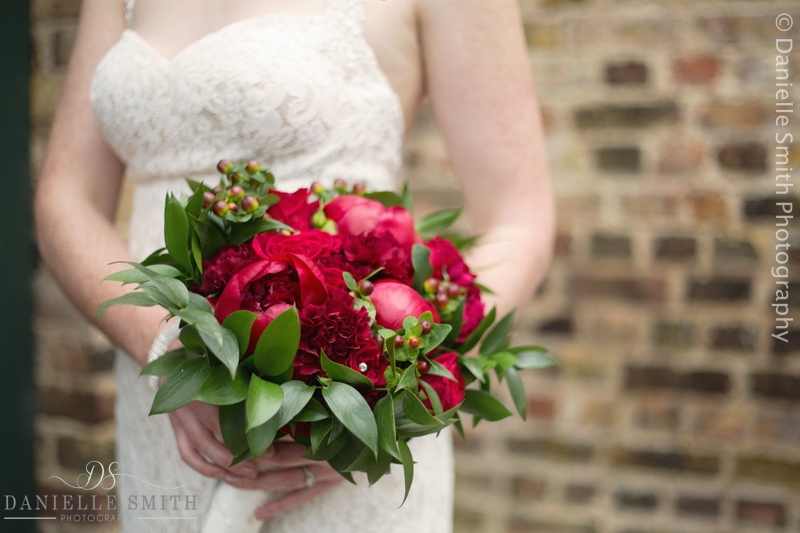 red wedding bouquet