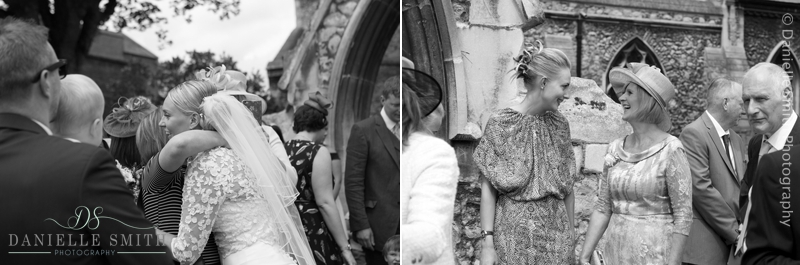 wedding guests after service