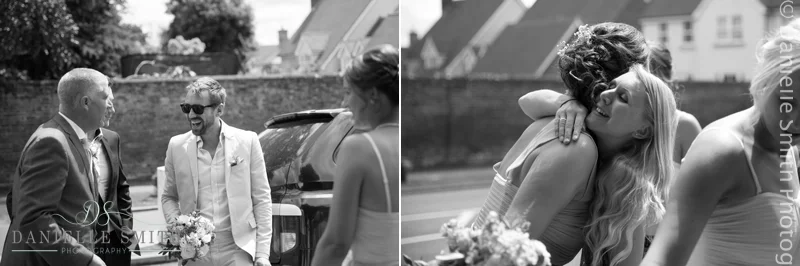 wedding guests arriving at church- houchins wedding photographer
