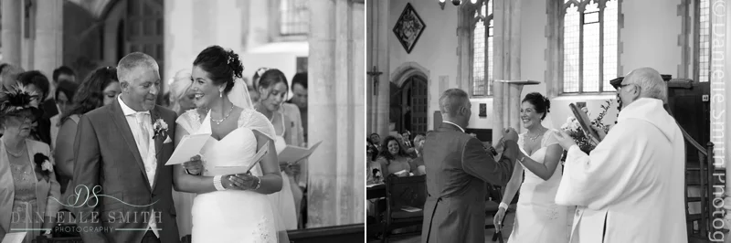 bride and groom getting married - houchins wedding
