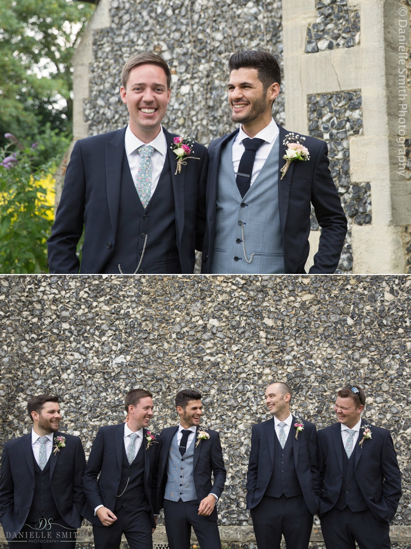 groom and groomsmen natural photos at church