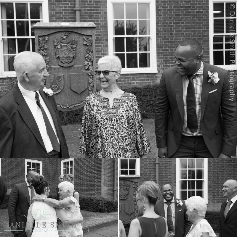 wedding guests outside brentwood registry office