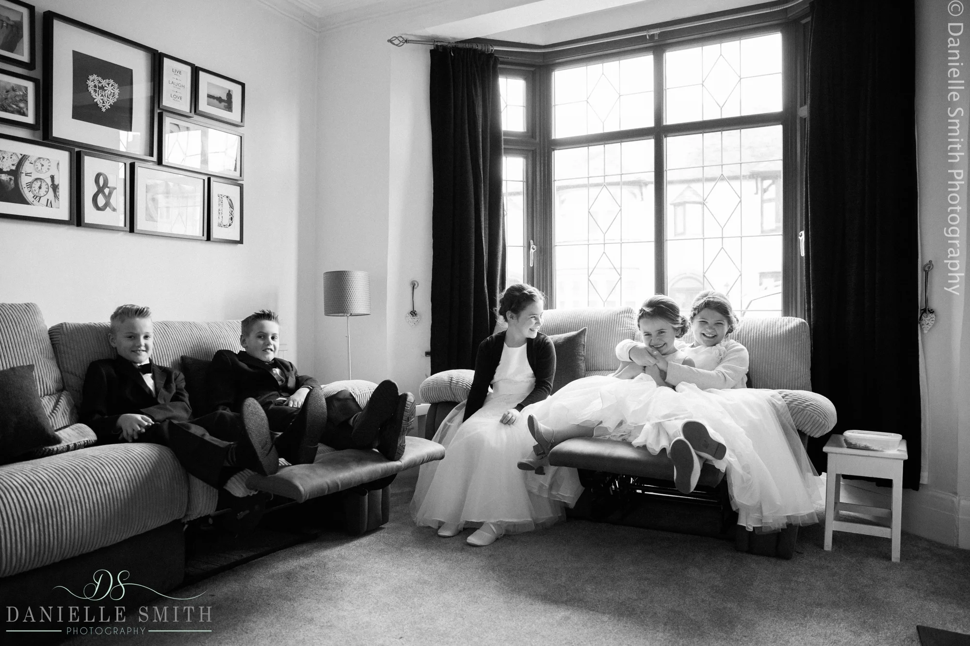 flower girls and page boys waiting for wedding