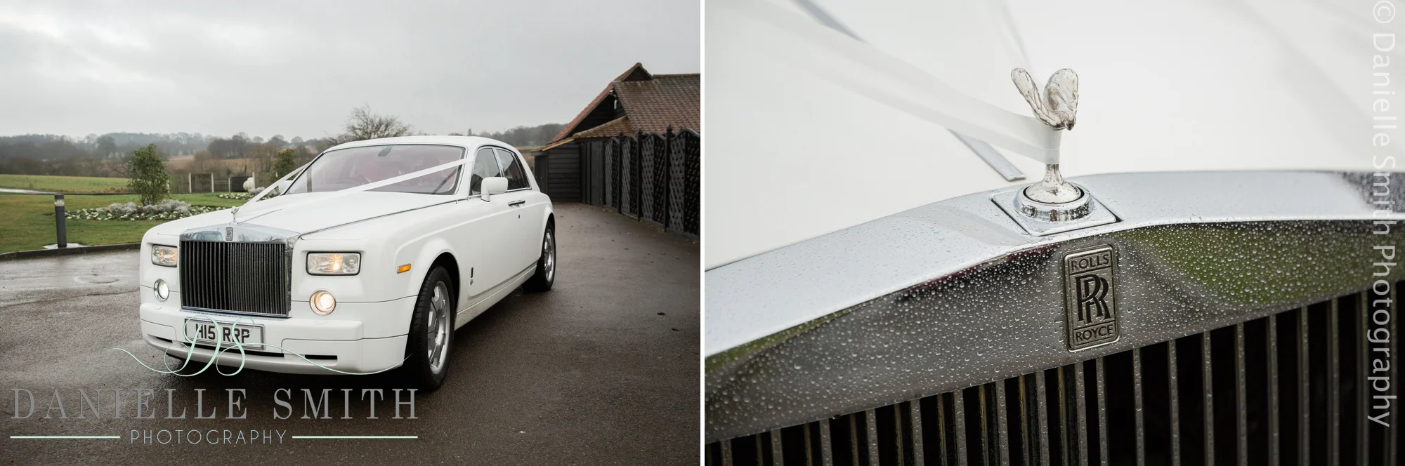 white rolls royce wedding car