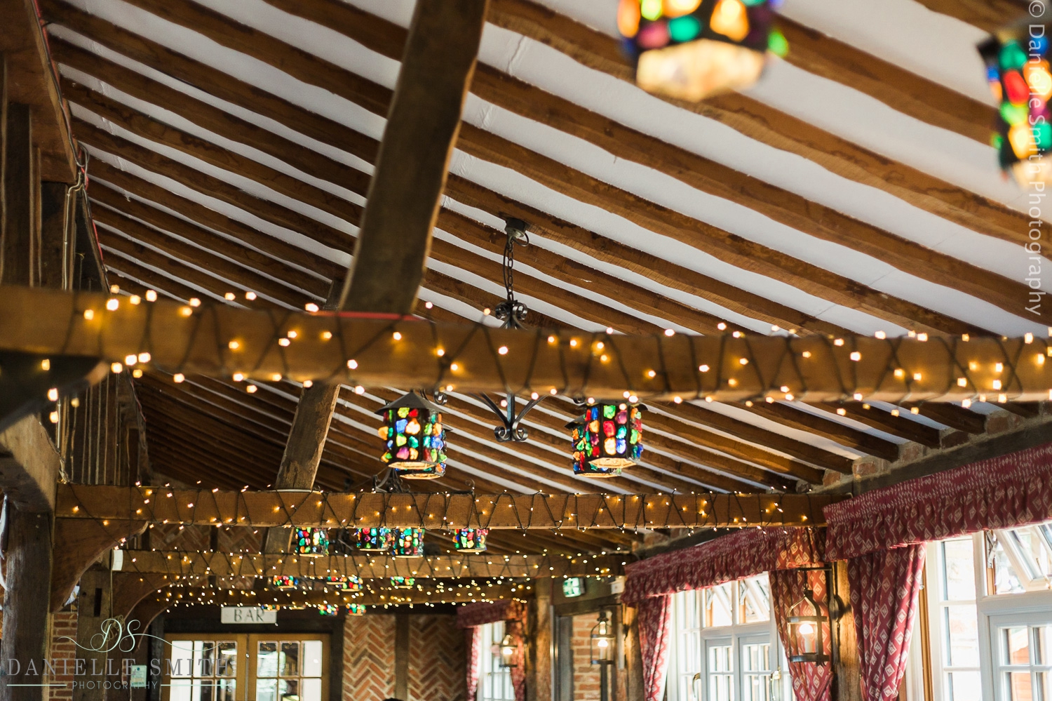 inside the barn at ye olde plough house wedding