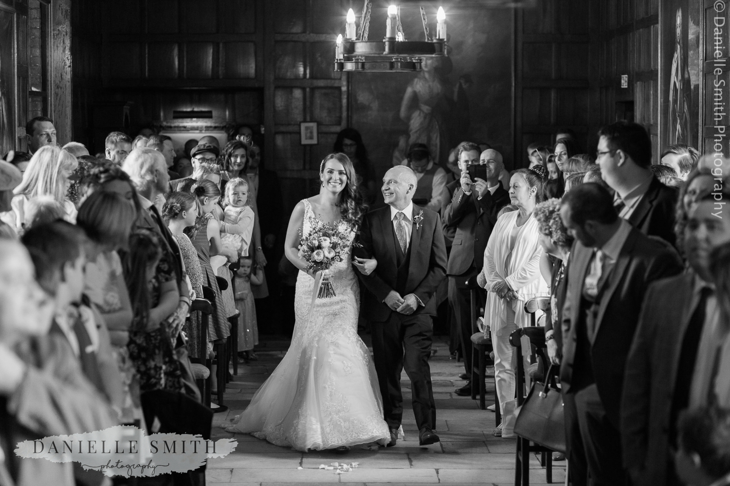 father of the bride walking her down the aisle at ingatestone hall