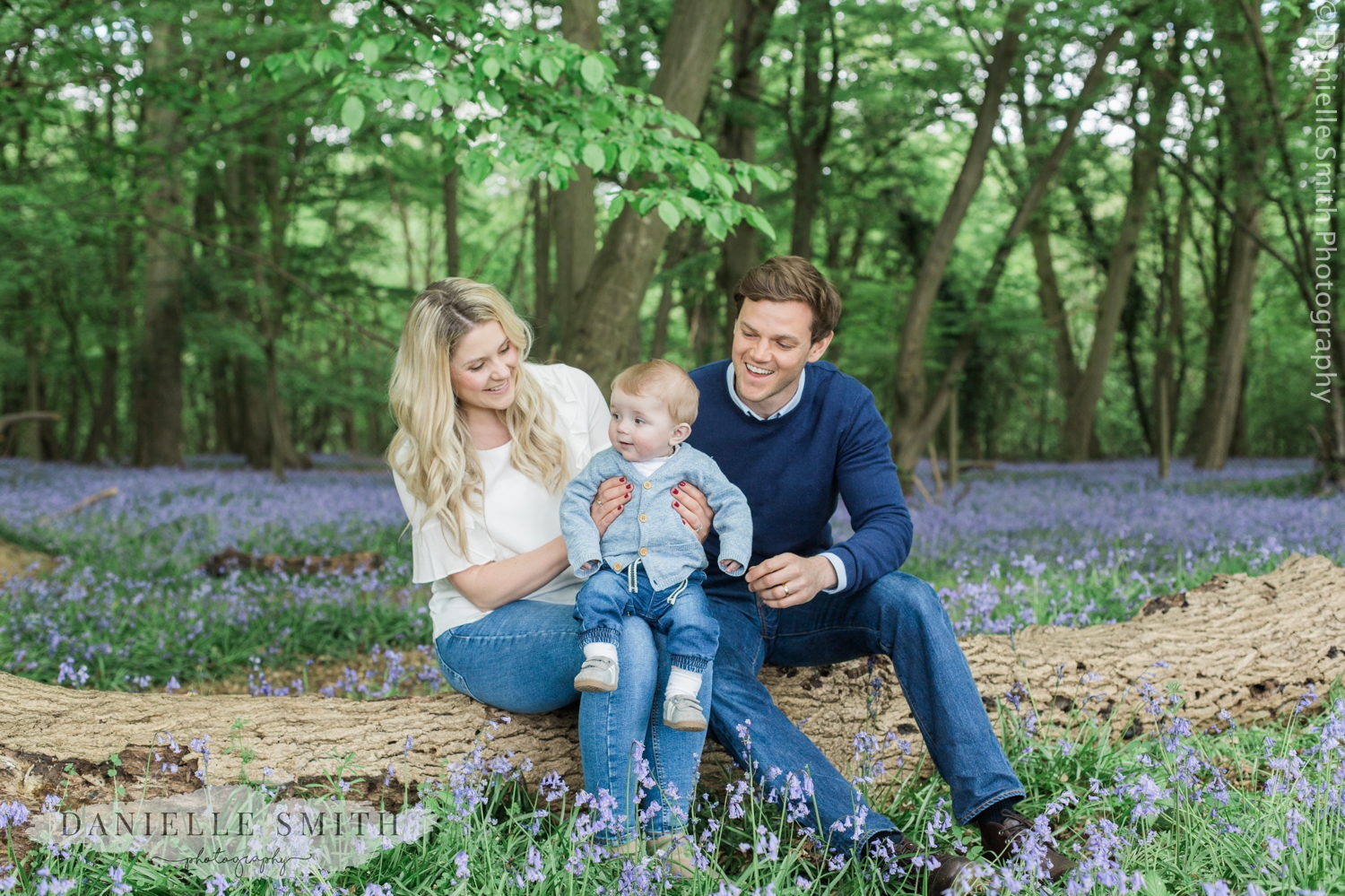 mum and dad with baby - bluebell family photo shoot