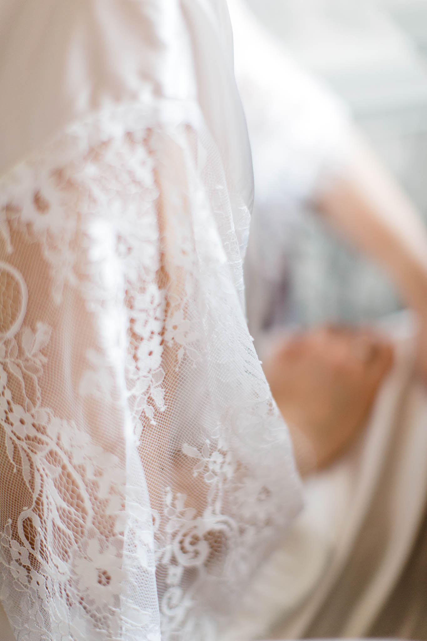 lace detail on bridal dressing gown