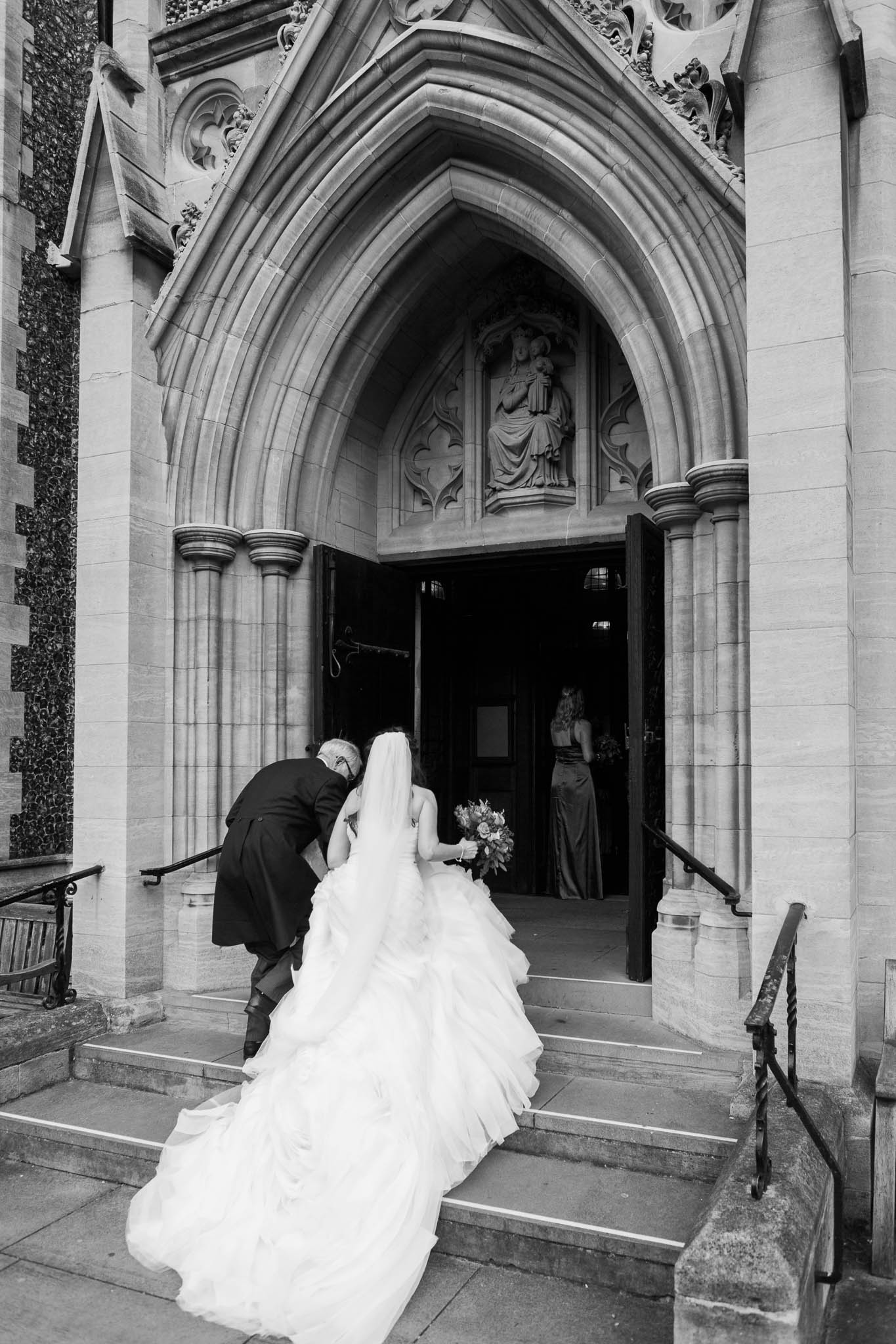 bride and her dad entering the church