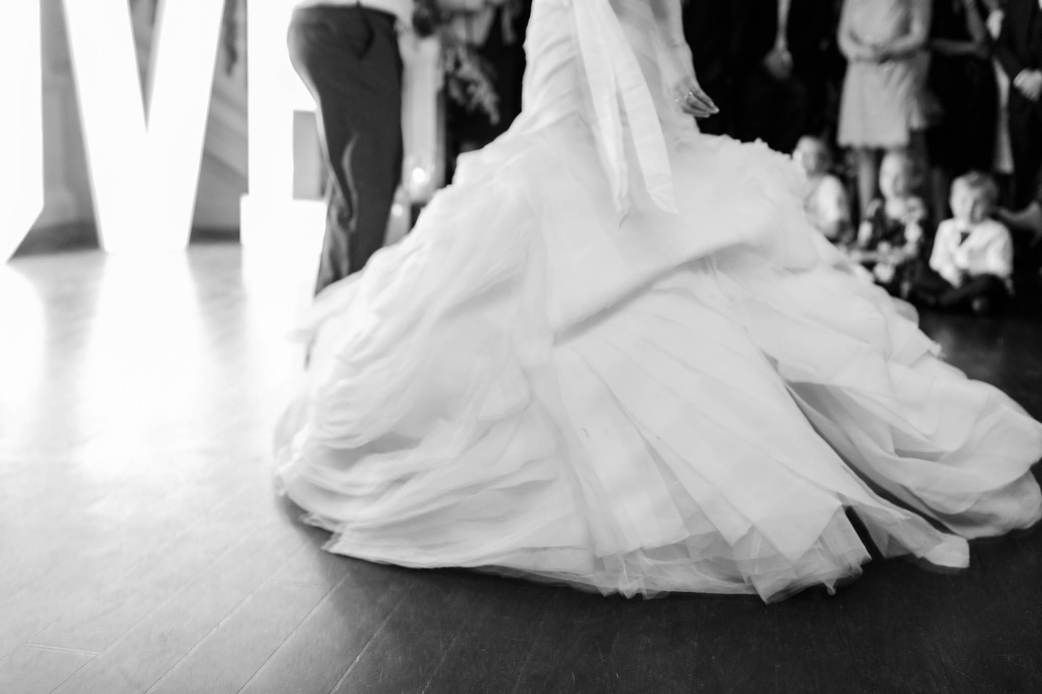movement of brides dress when dancing