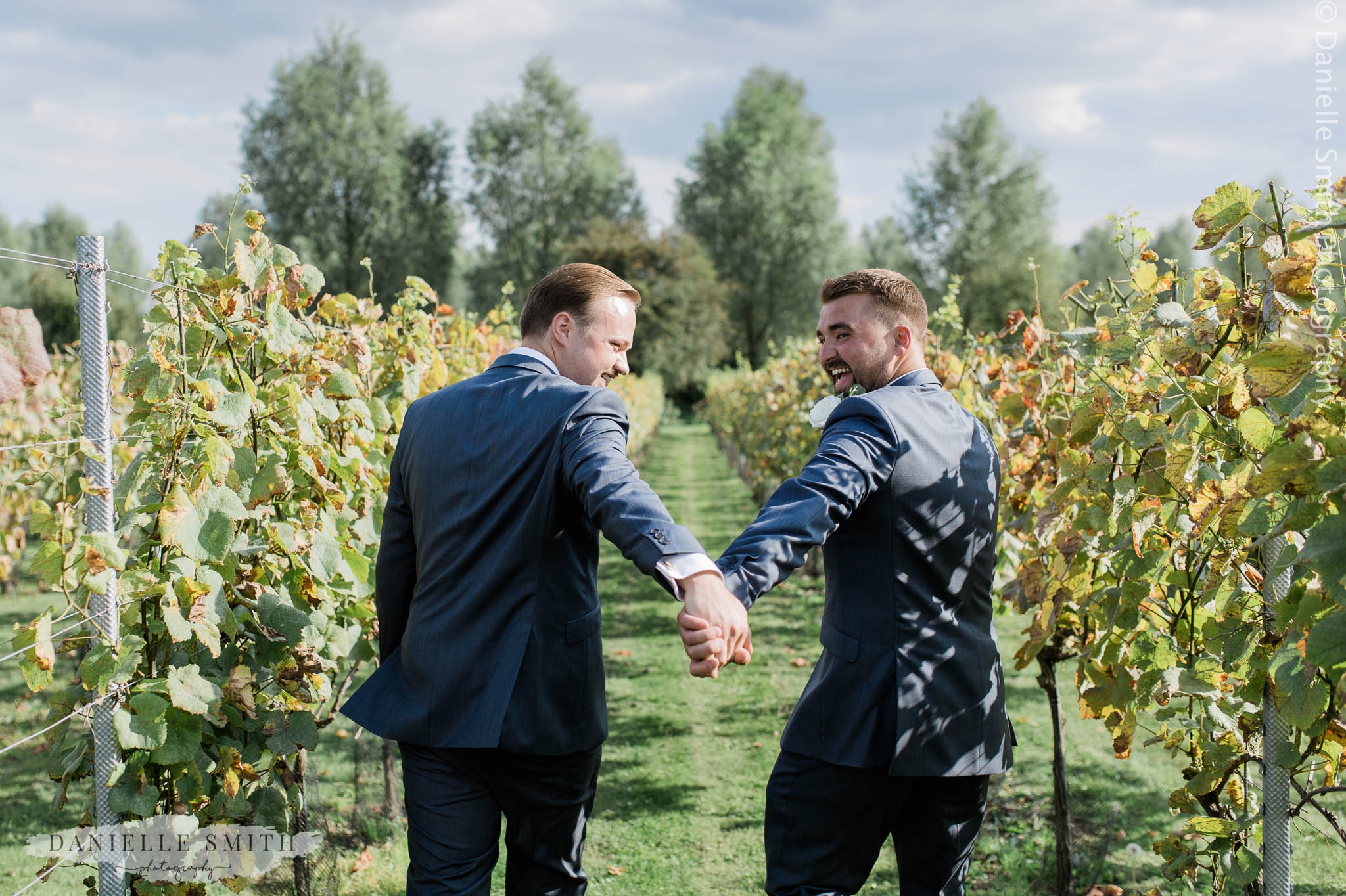 groom and best man messing around