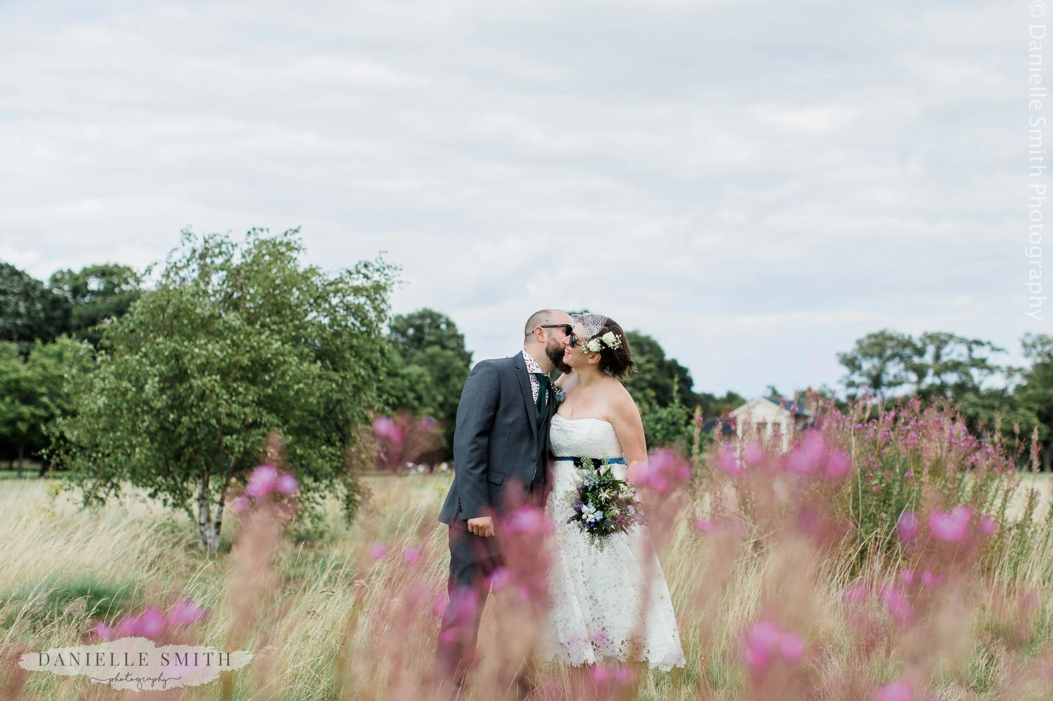 bride and groom portrait in wanstead park