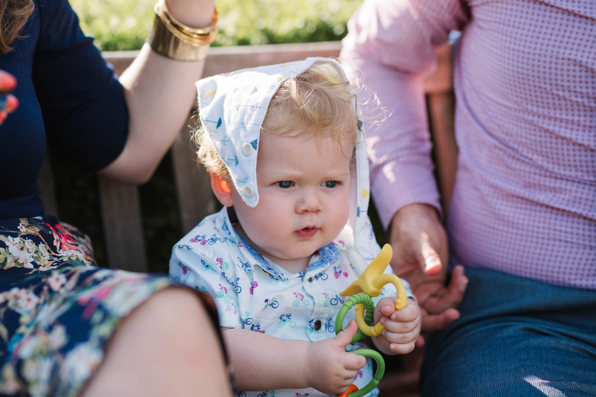 little boy at hot summer wedding