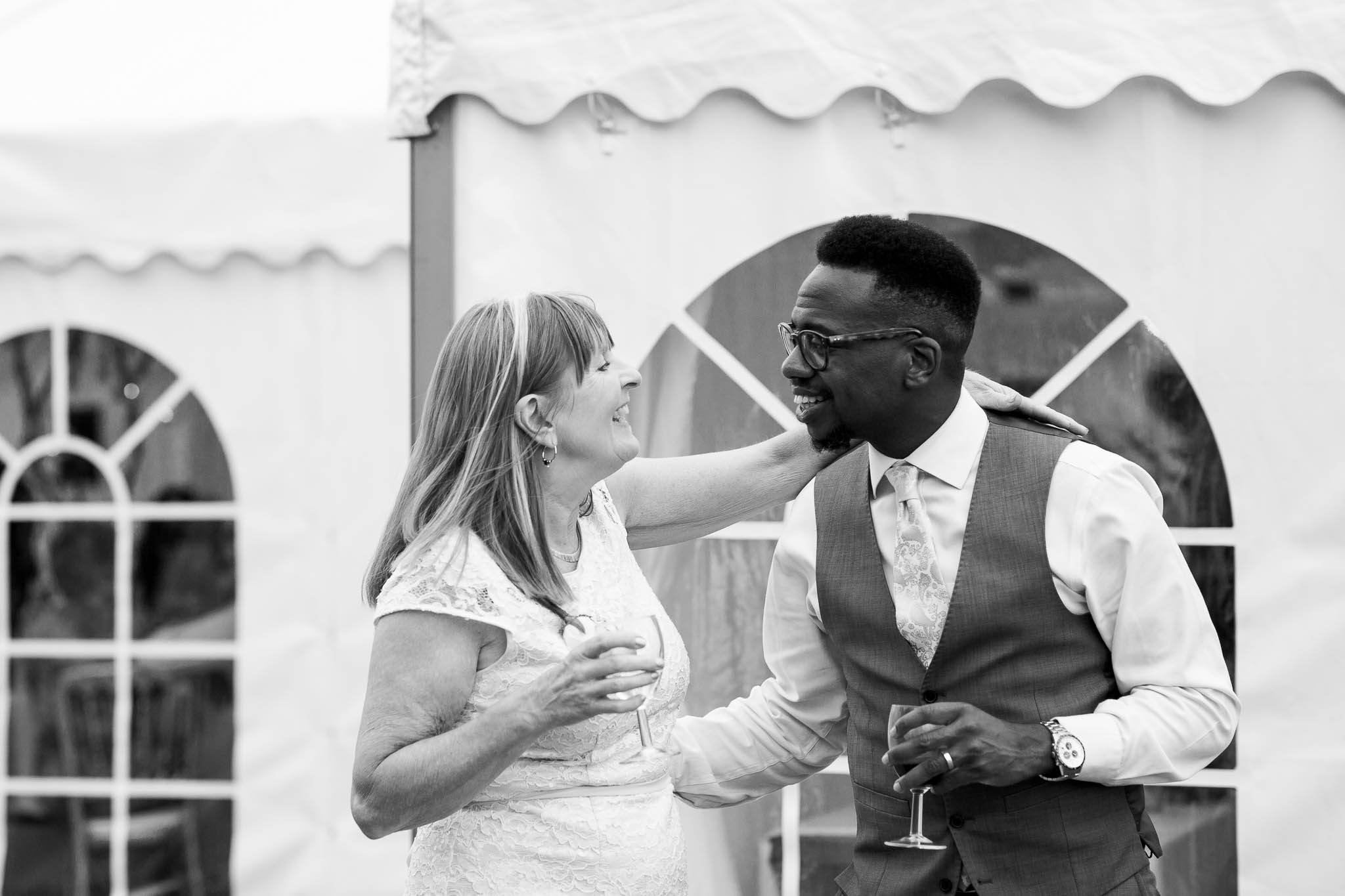wedding guests enjoying reception