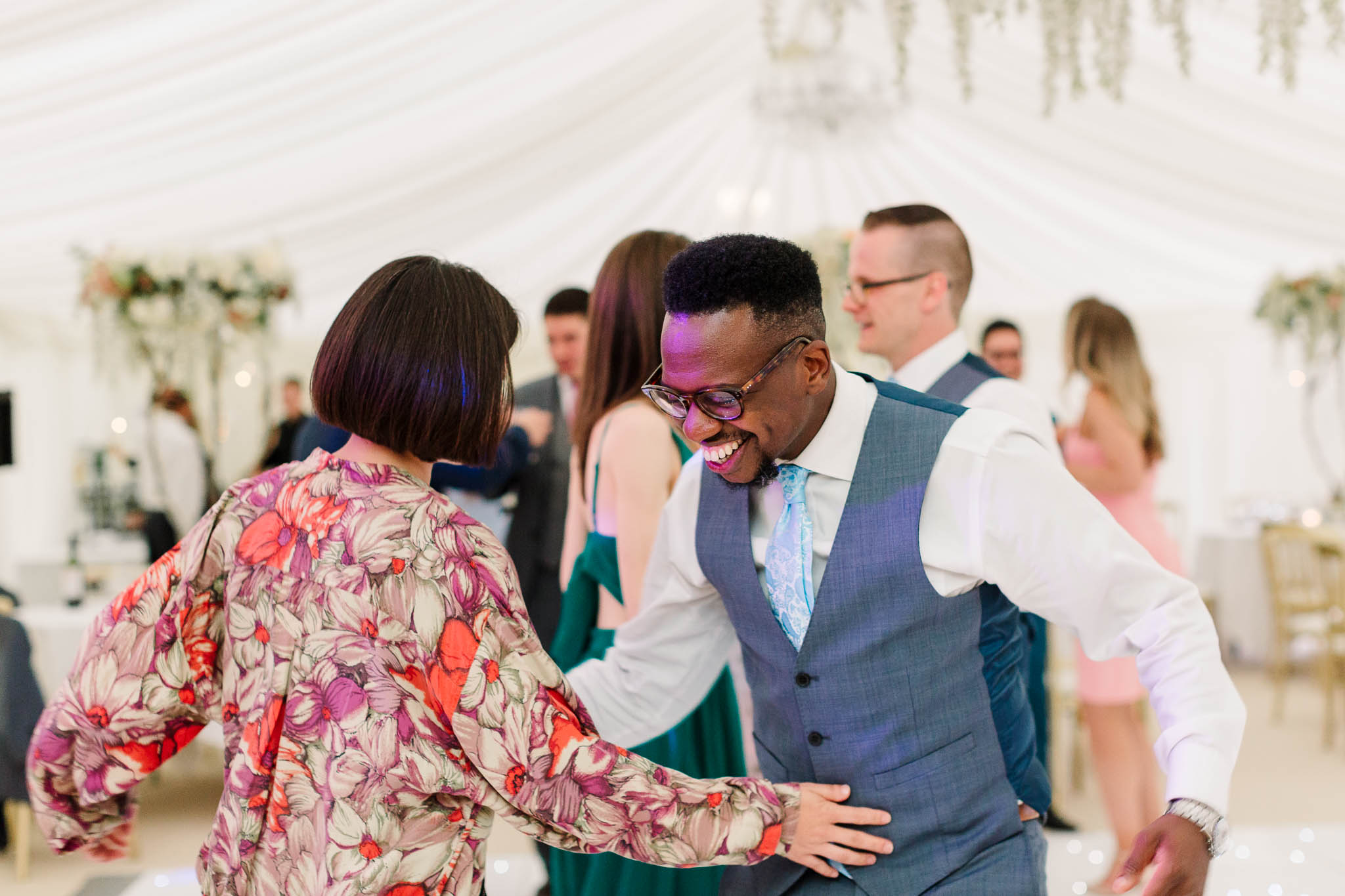 wedding guests dancing at brewerstreet farmhouse wedding