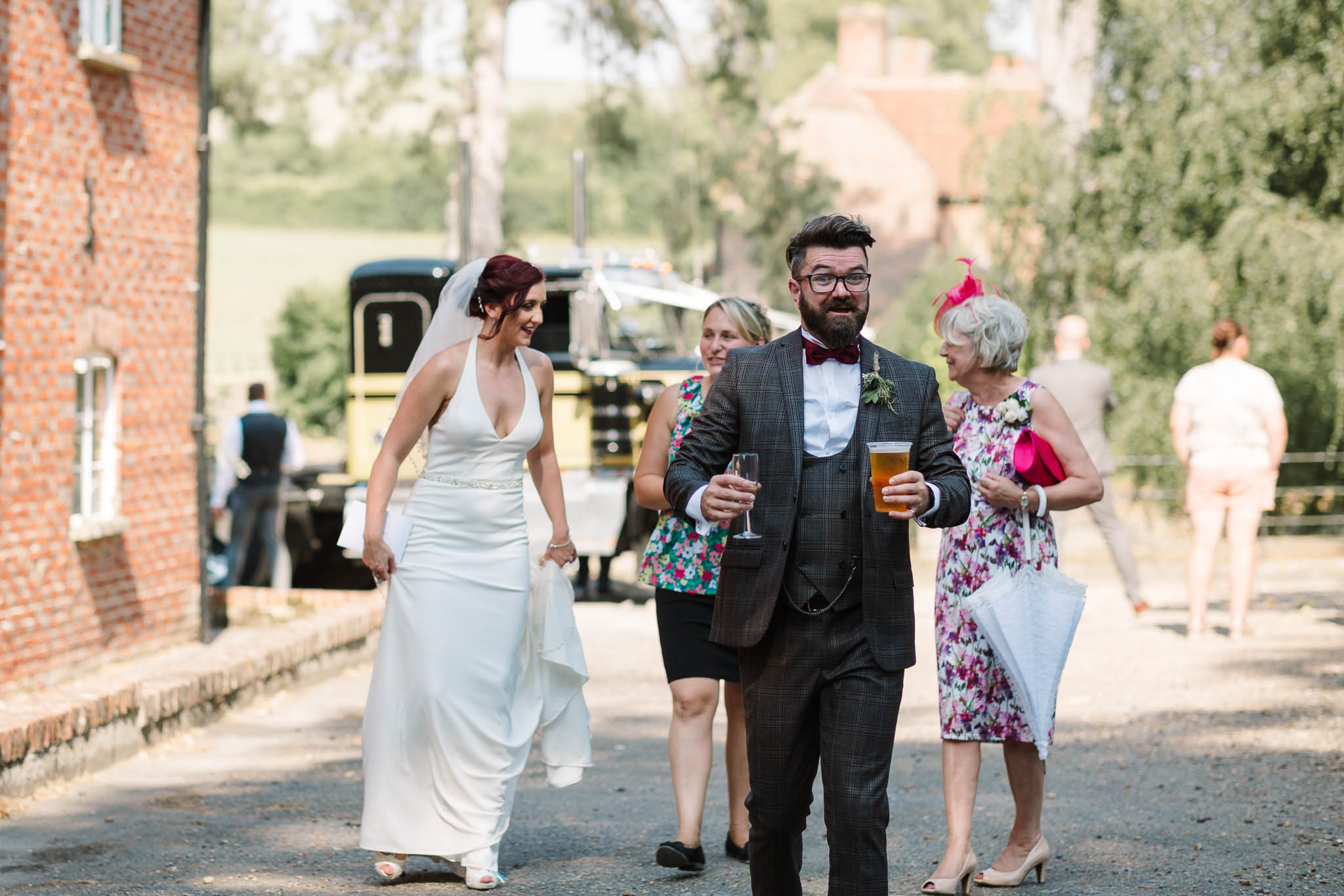 groom double parked at wedding