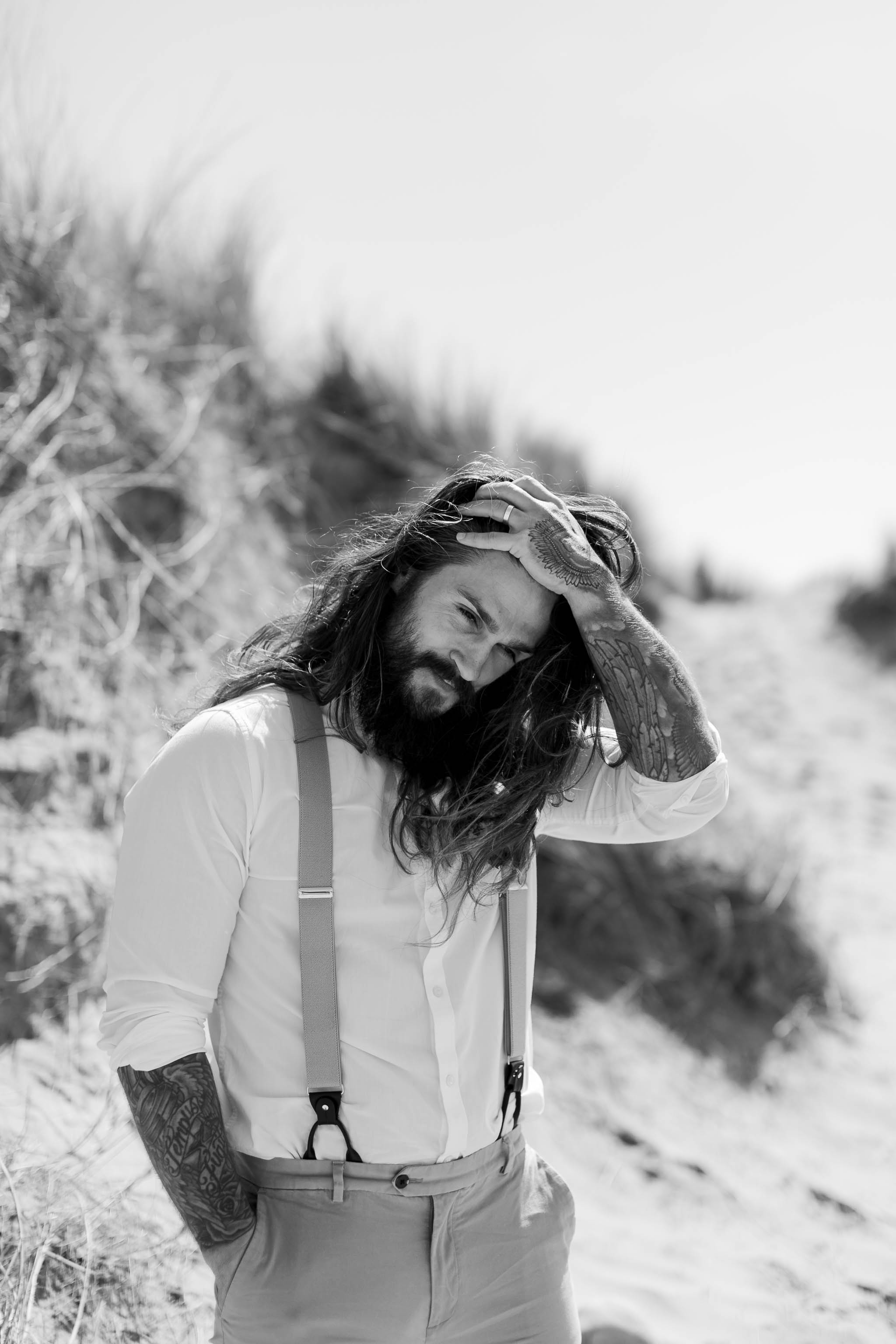 groom at beach wedding