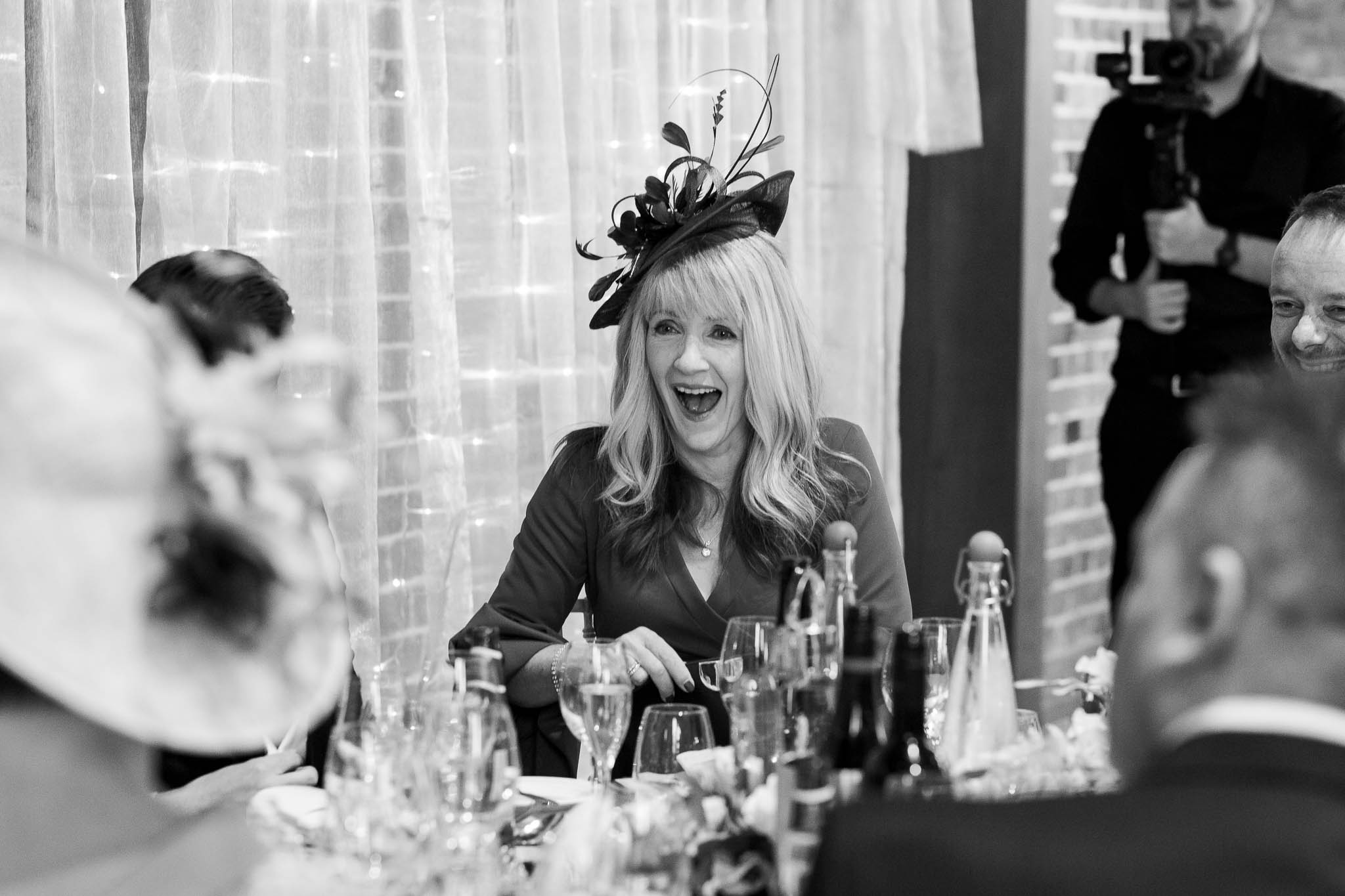 grooms mum laughing