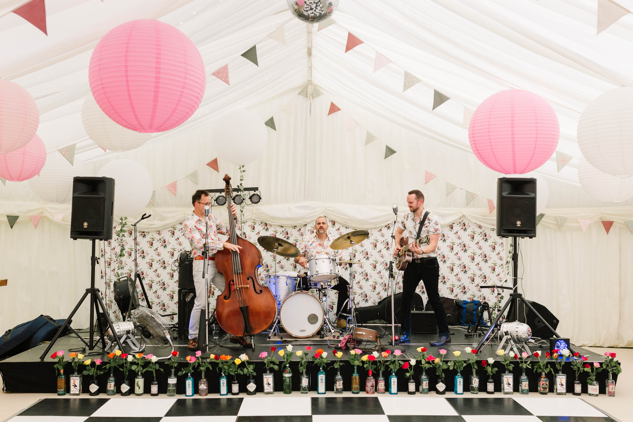 jazz band playing at alice in wonderland wedding