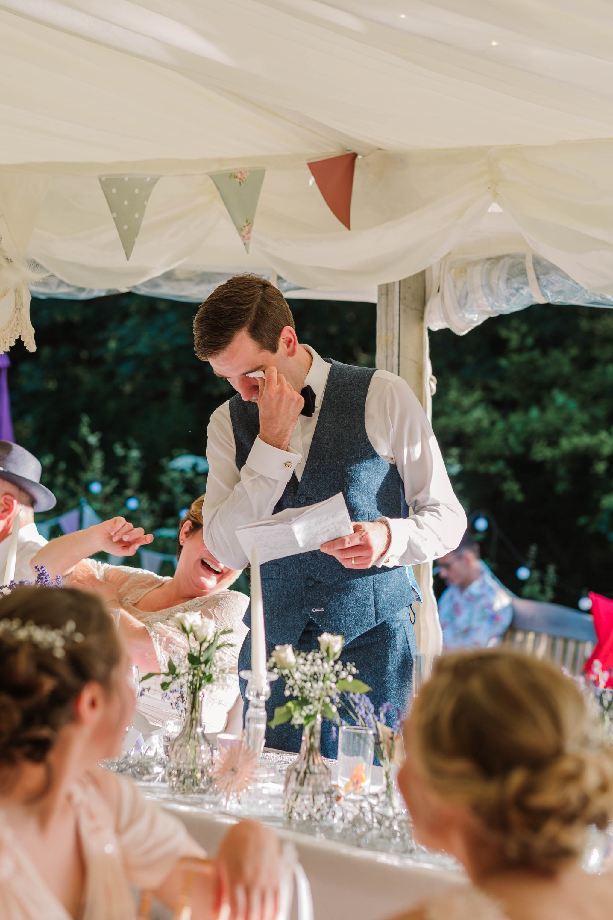 groom crying during speech