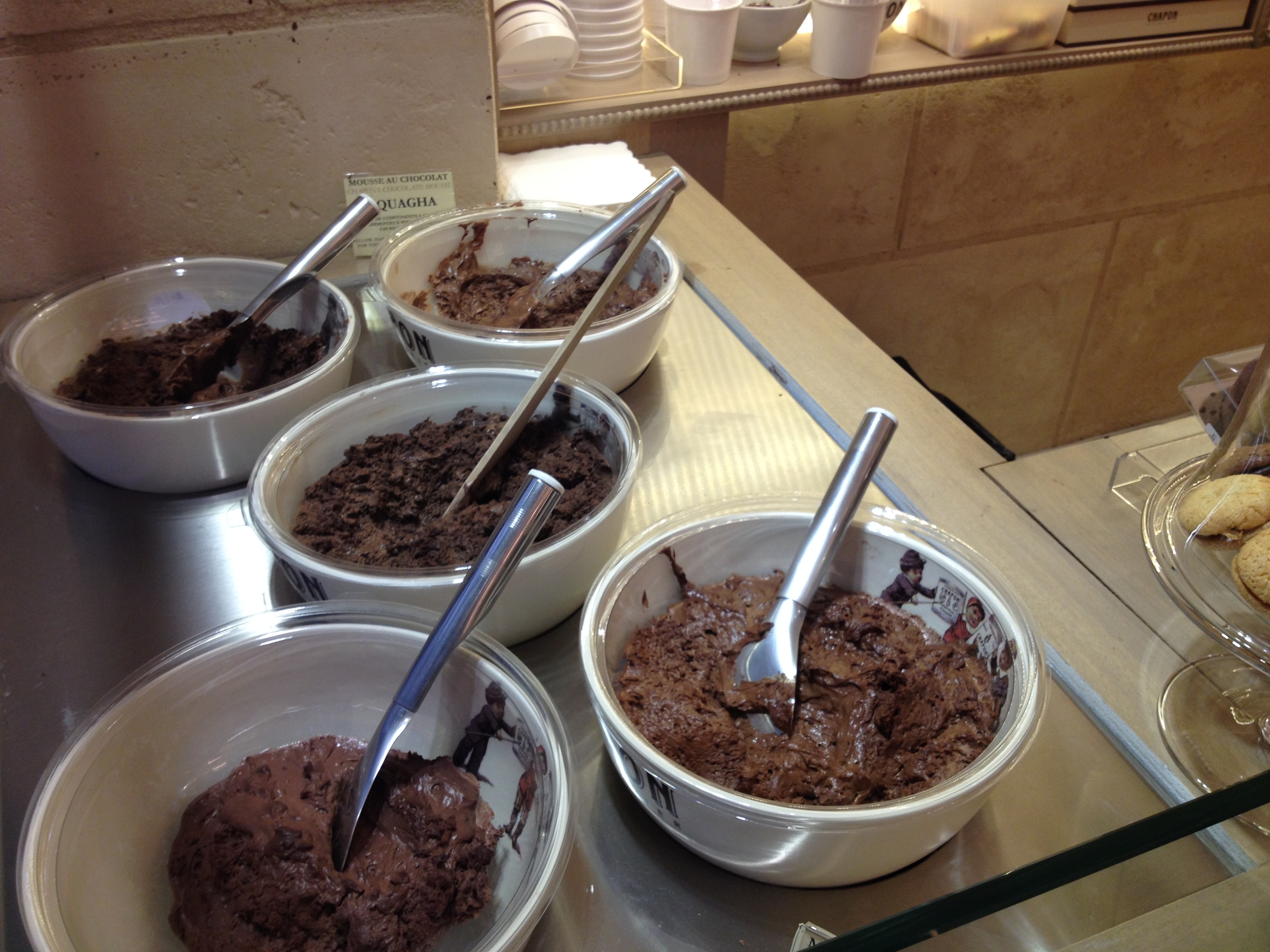 Chocolate mousse made from cocoa beans grown in Madagascar, Ecuador, Venezuela and Peru. 