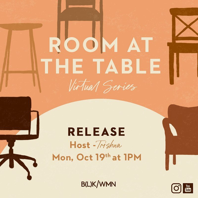 Join us for the next installment of the Room at the Table series, RELEASE, hosted by Trishna, @trishlmsw on Monday October 19th at 1pm. It&rsquo;s a space where women can connect, reflect and breathe while releasing tension and anxiety. We all need a