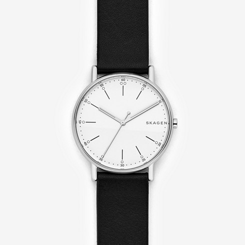 Skagen signature black leather watch.jpeg