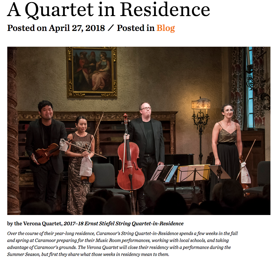 Blog Post - A Quartet in Residence