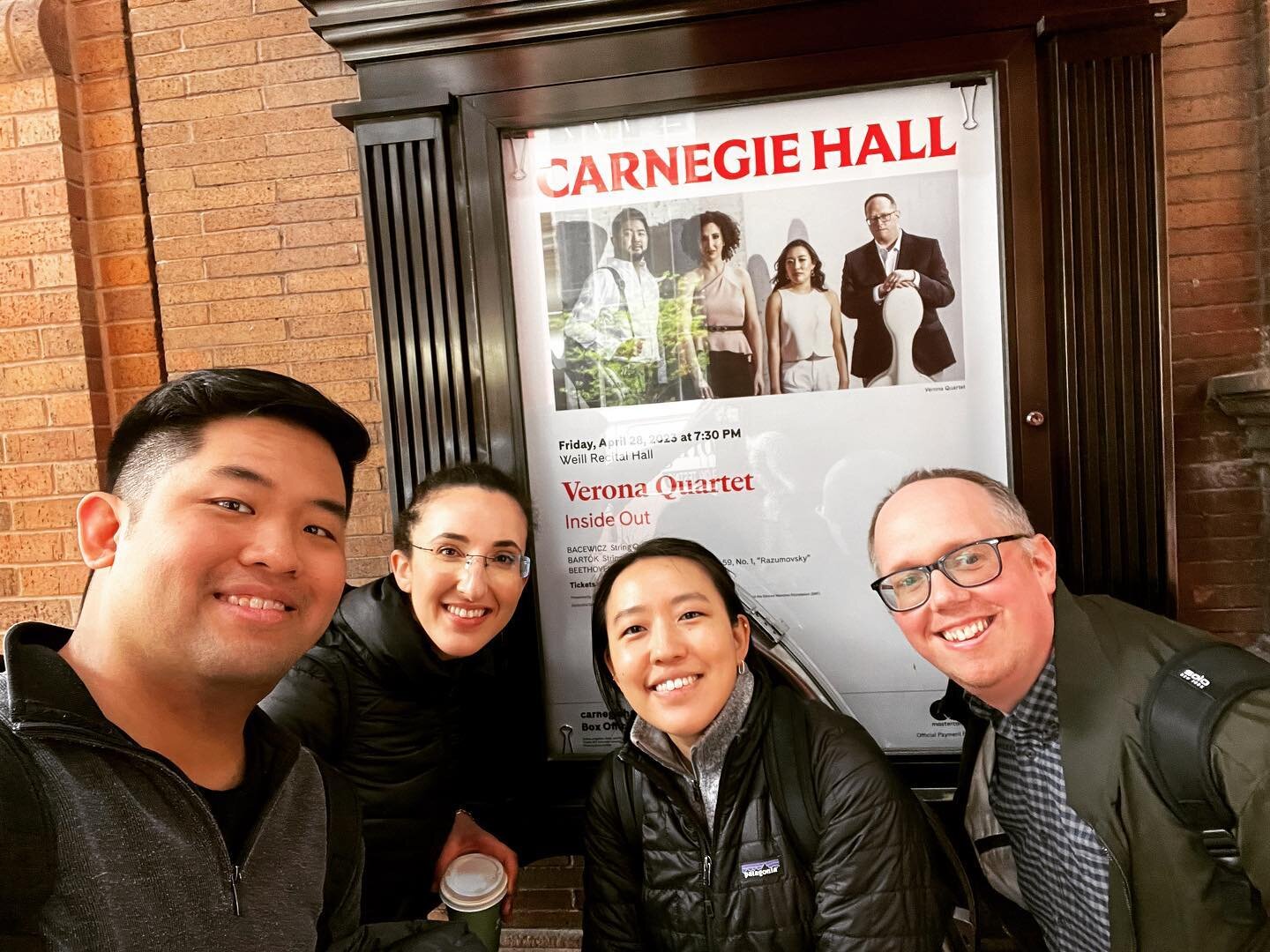 En route back home from an amazing time performing at @carnegiehall last Friday! This was the final concert on our Cleveland Quartet Award tour and we were so fortunate to celebrate with so many friends and families who traveled from afar and close b