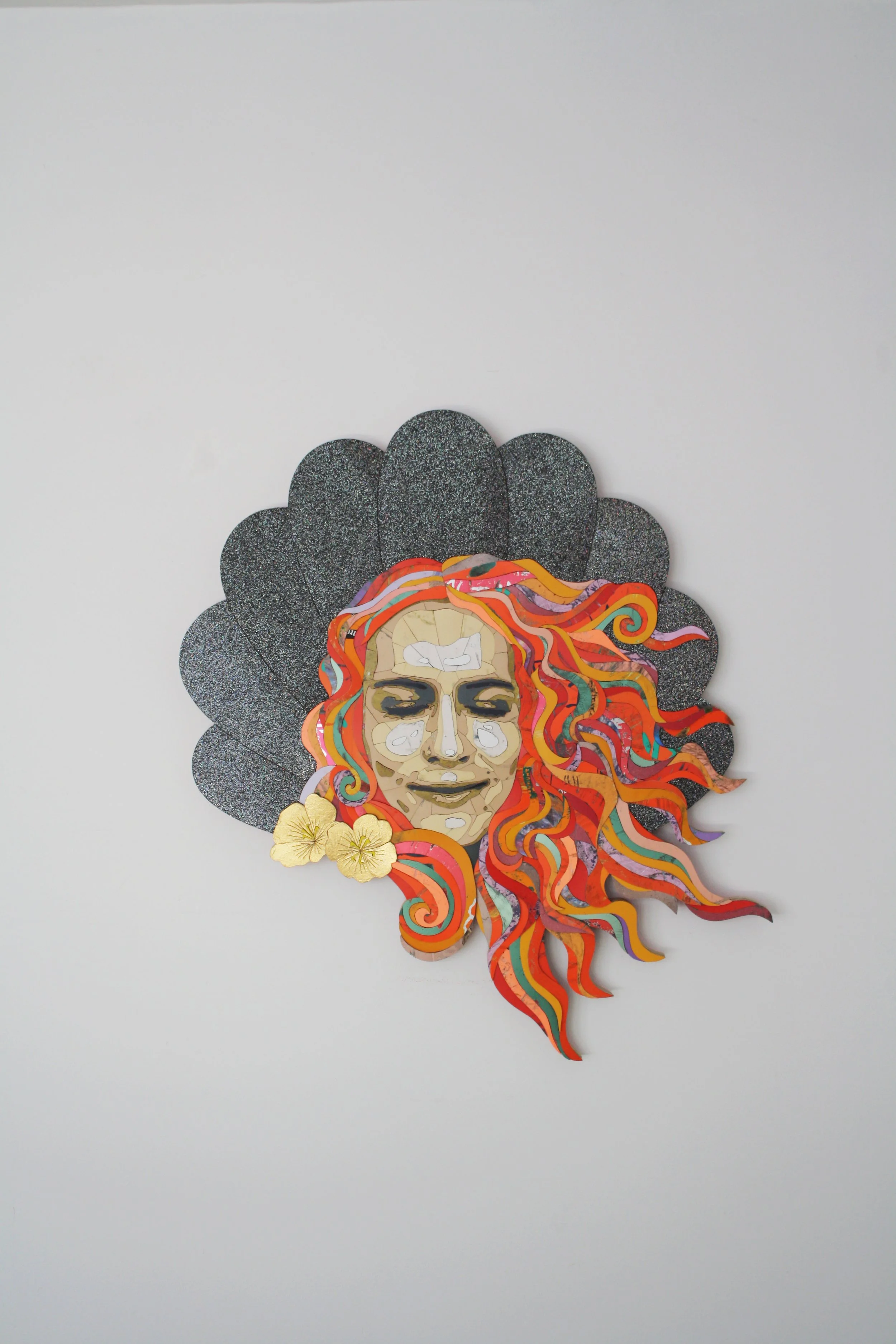 "Imagine Taming Dragons" (Self-Portrait) / 27.5"H x 25.25"W x 1.5"D (70cm x 64cm x 4cm) / 2024 / $5-10K