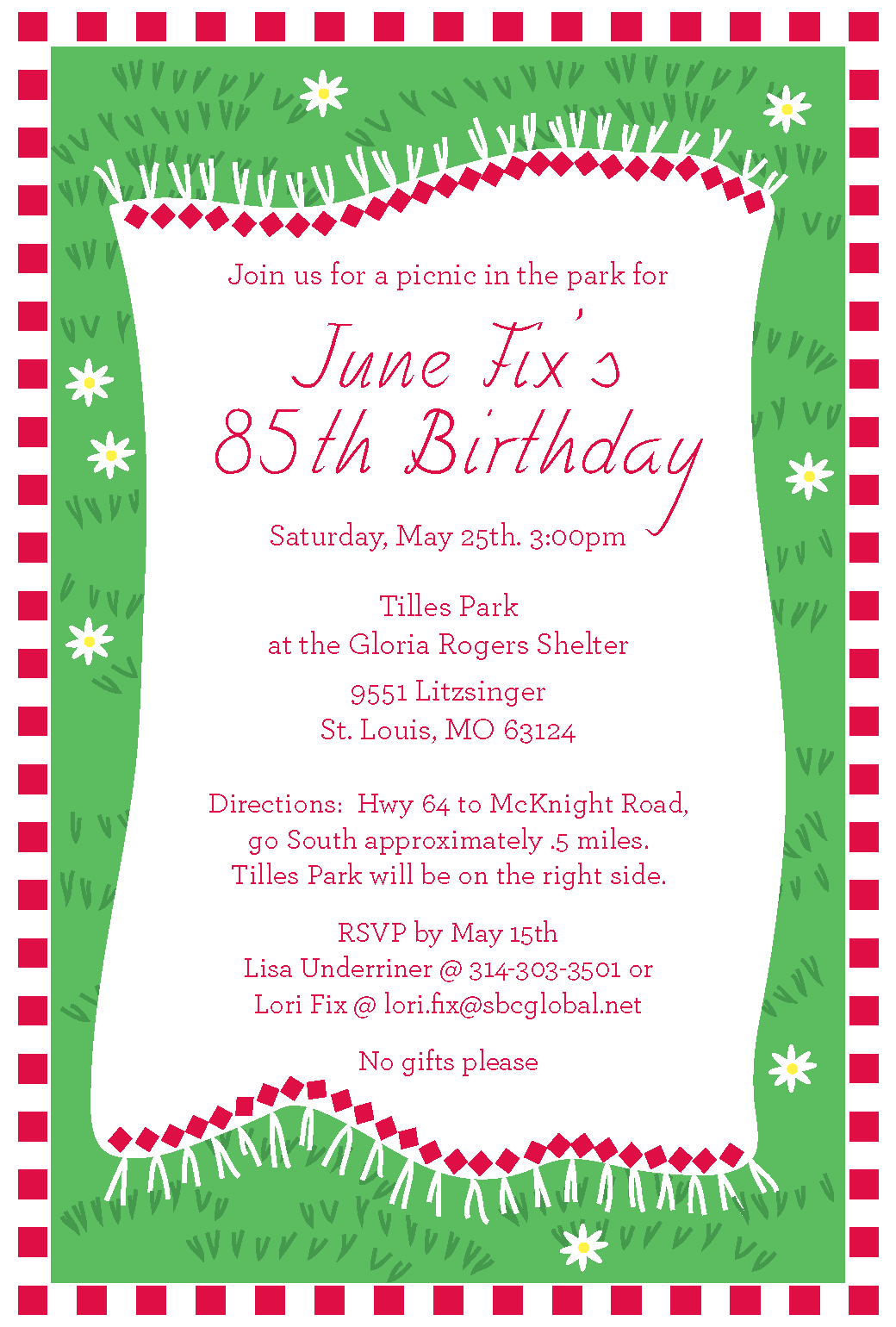 Birthday Picnic Digital Invitation