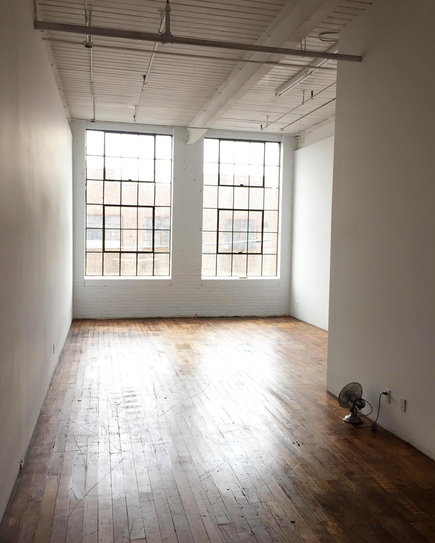 New 2nd floor studio space available for move in MAY 1st. 
.
.
589 sq ft. 14&rsquo; ceilings, two large windows, heat and AC, in studio sink (not pictured) original wood floors. Everything included in rent. This studio is in a quieter space in the bu