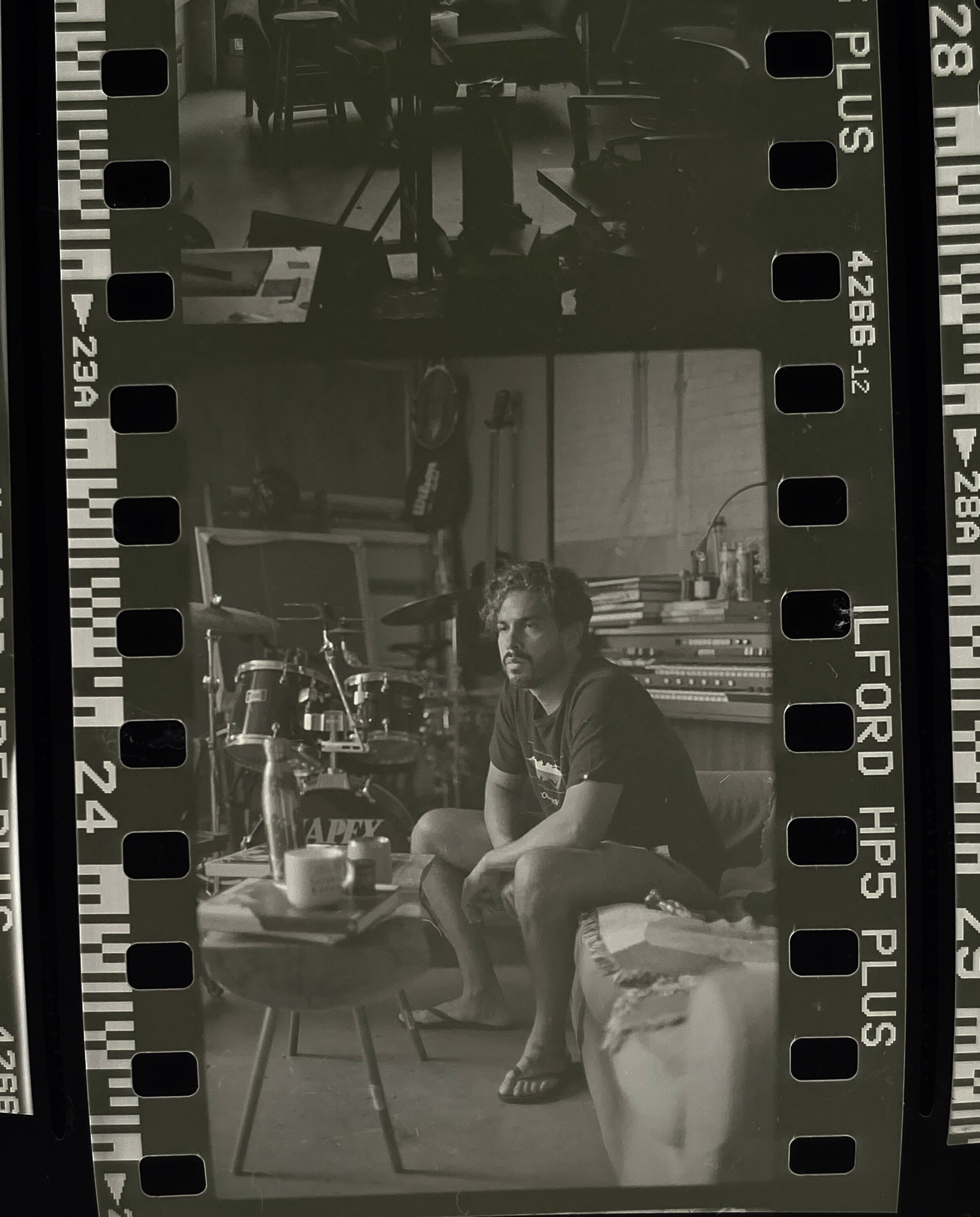  Artist Jesus Villarreal in the studio we shared in Miami during quarantine  50mm HP5 Plus  Miami, 2020 