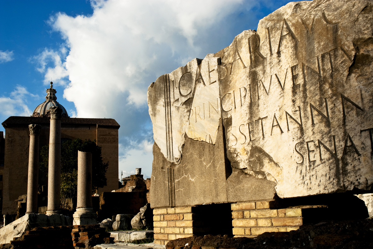 Latin inscriptions in the Roman Forum, Rome, Itlay