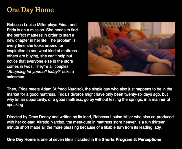 One Day Home, Sedona Film Festival, Rebecca Louise Miller, Drew Denny, Alfredo Narciso