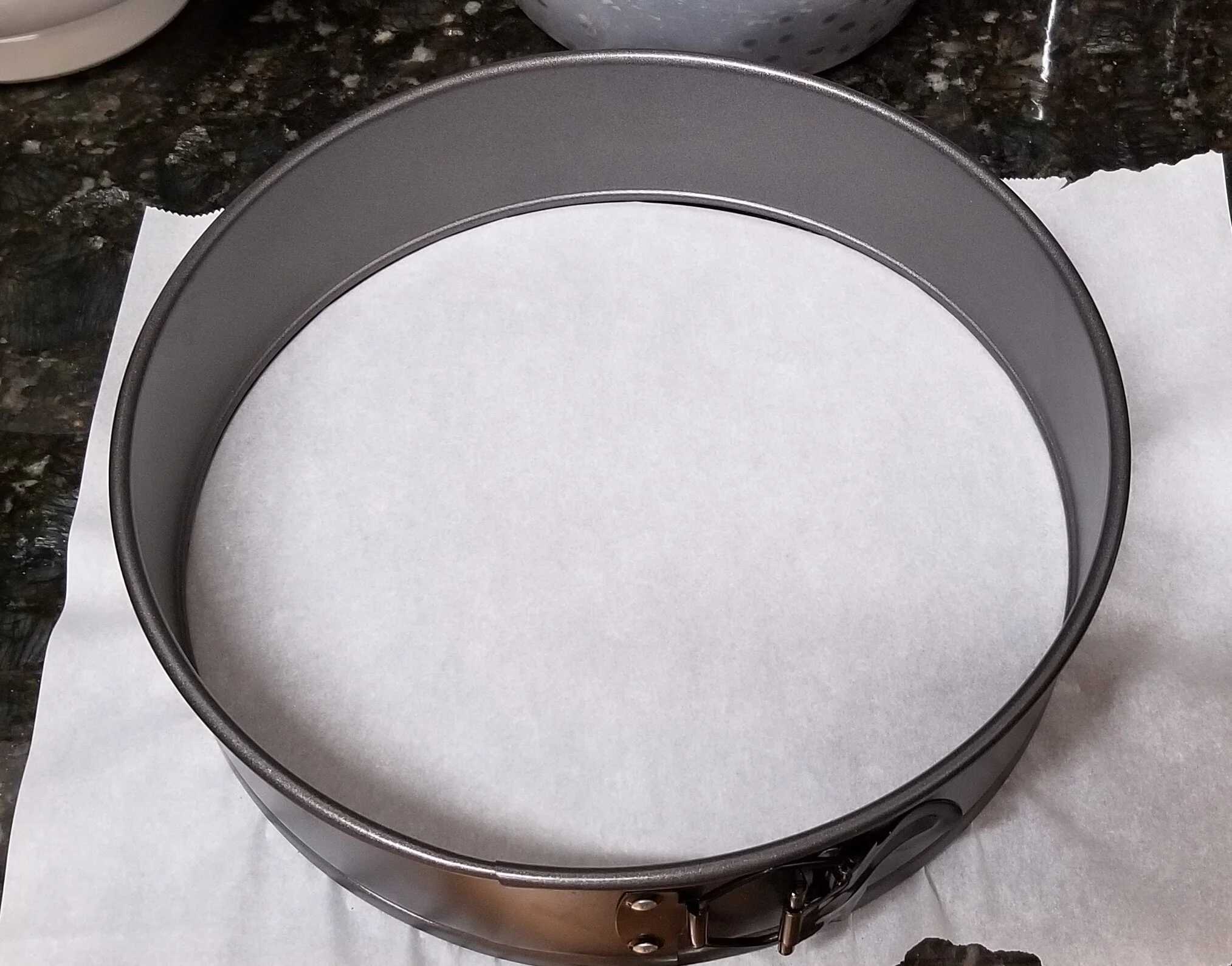 Spring form on a paper towel