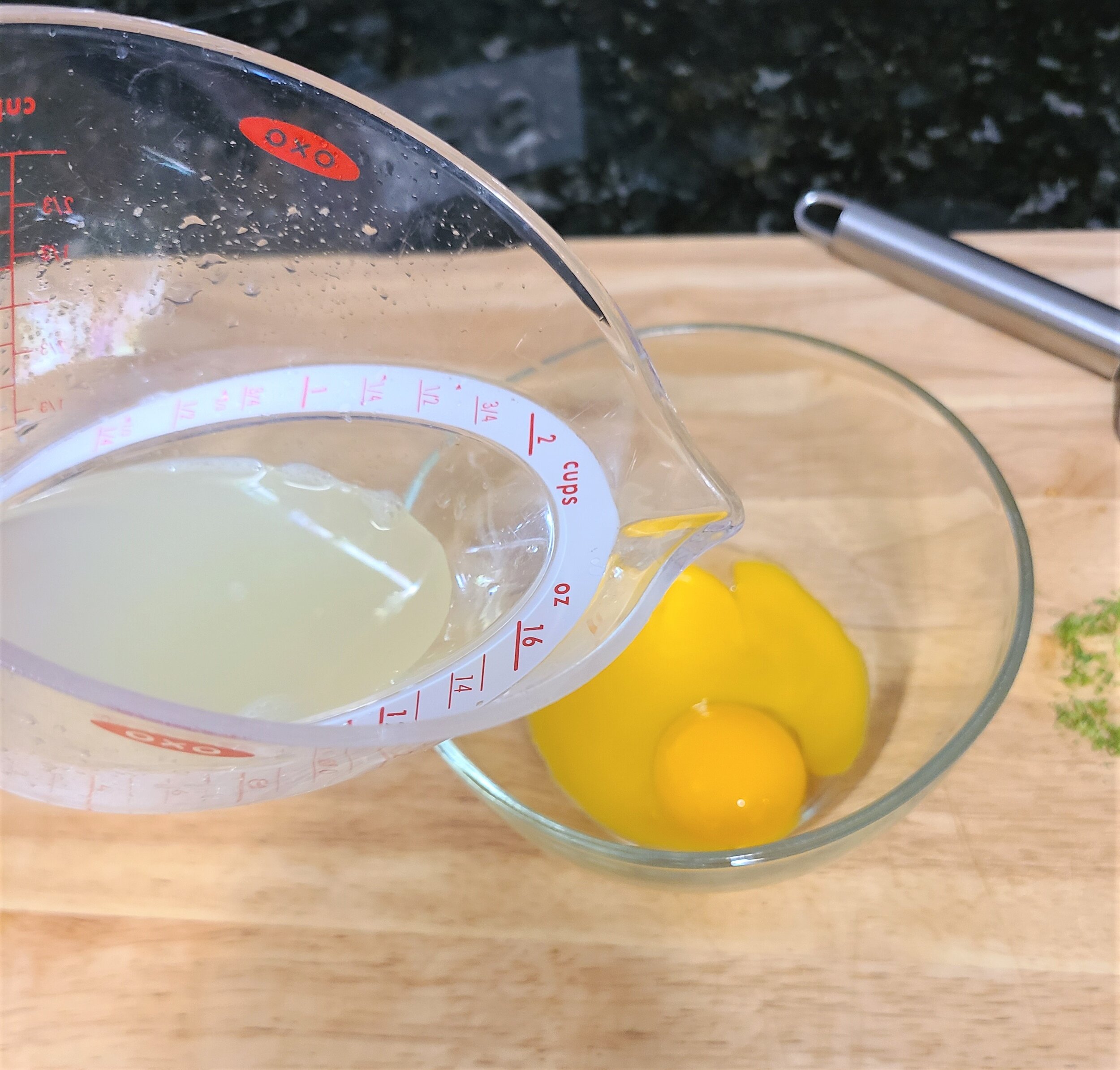 adding lime to beaten eggs