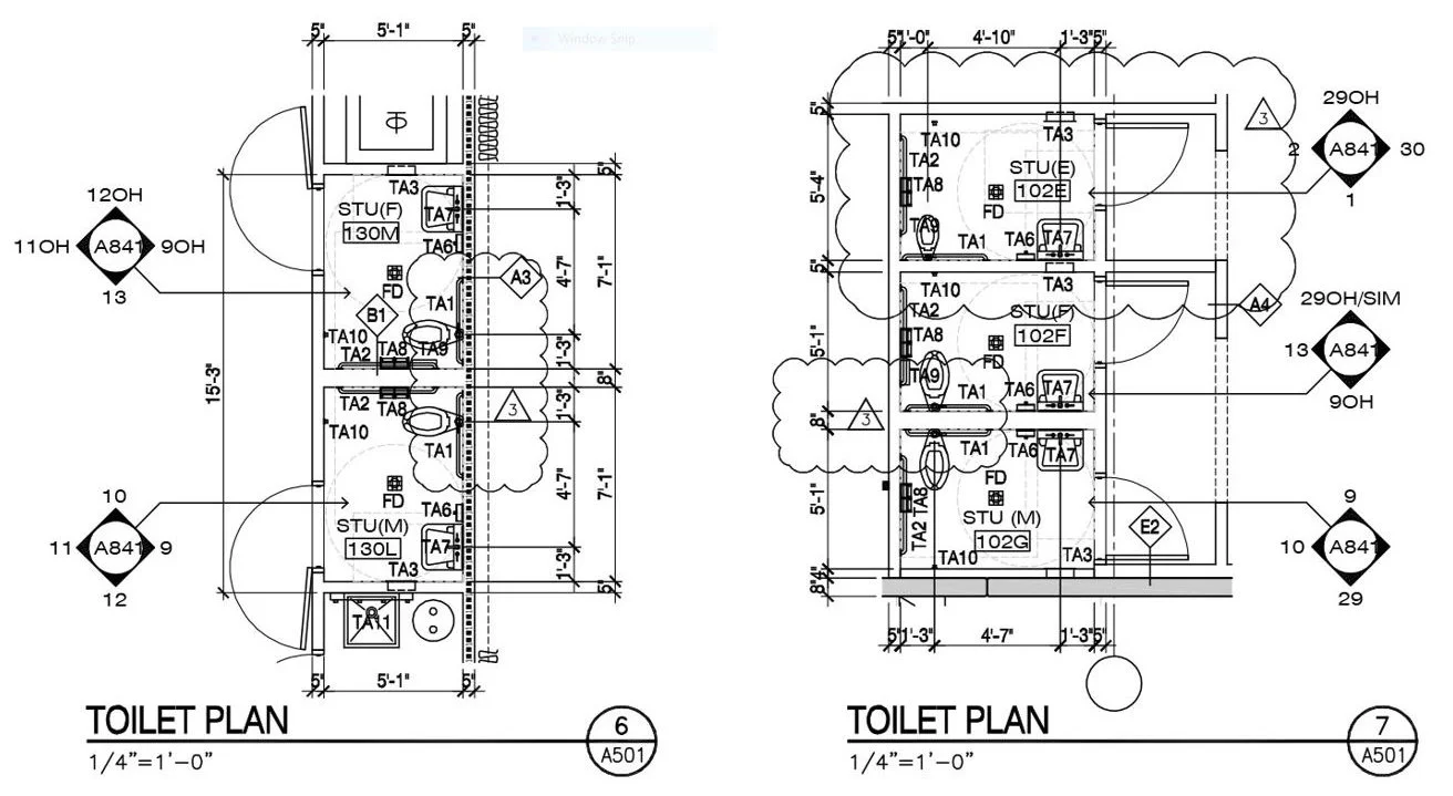 A good example of how restrooms are documented by many firms.