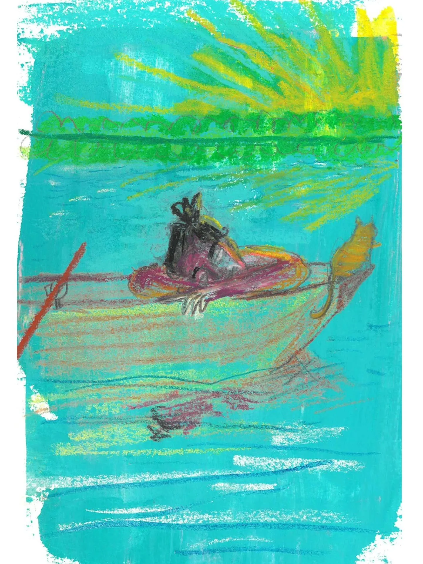 Warm winter &amp; slow Sundays is fine by me.

"Floating Through - I"
Acrylic, charcoal, &amp; oil pastel on paper.

#illustration #acrylicpainting #oilpastelonpaper #2026calendar