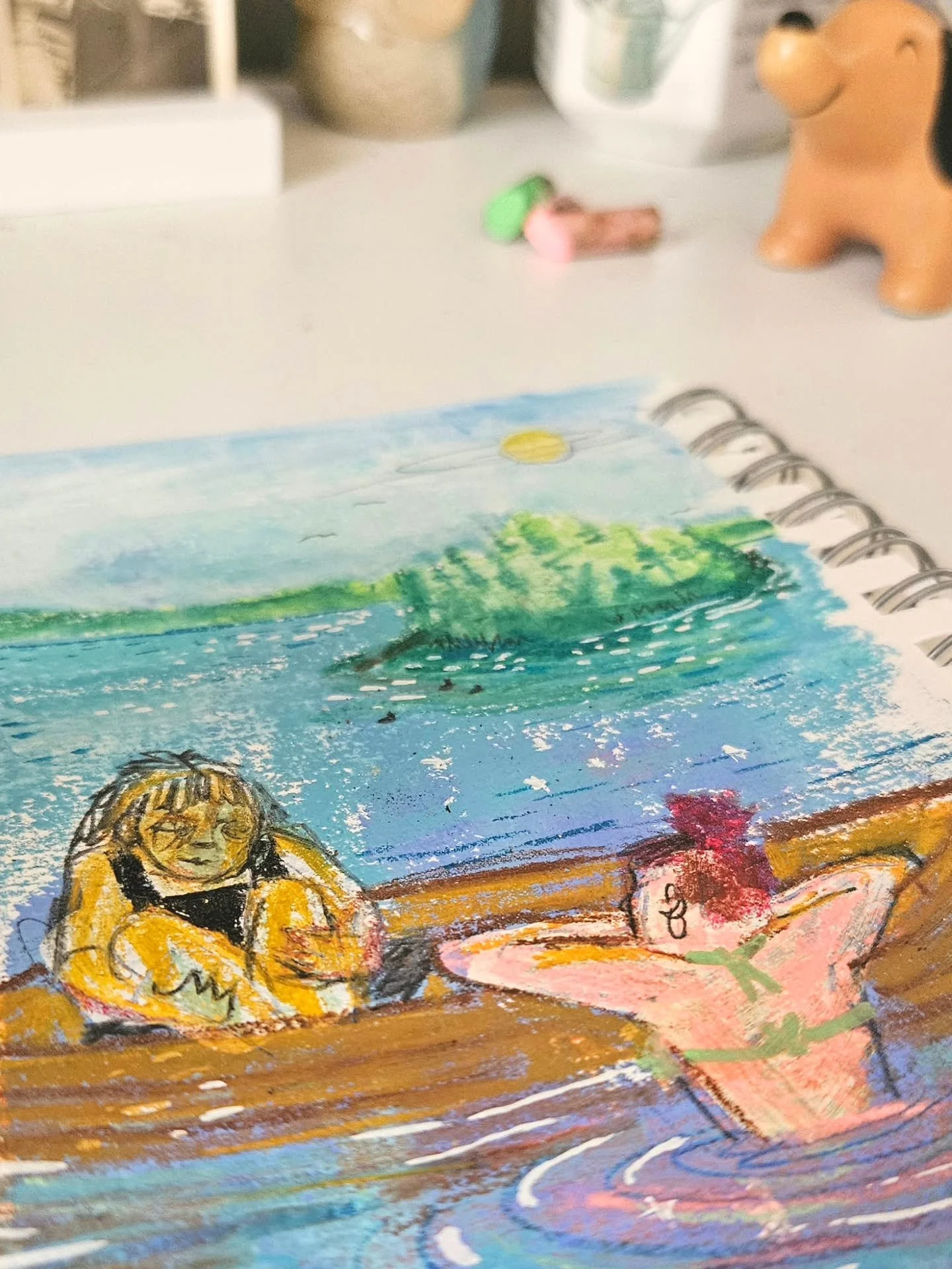 Slow mornings and sunshine. Loons and boats. Lots of feelings.

"Floating Through - V"
Acrylic, charcoal, pastel &amp; oil pastel on paper

#acrylic #pastel #loons #boats #artforsale