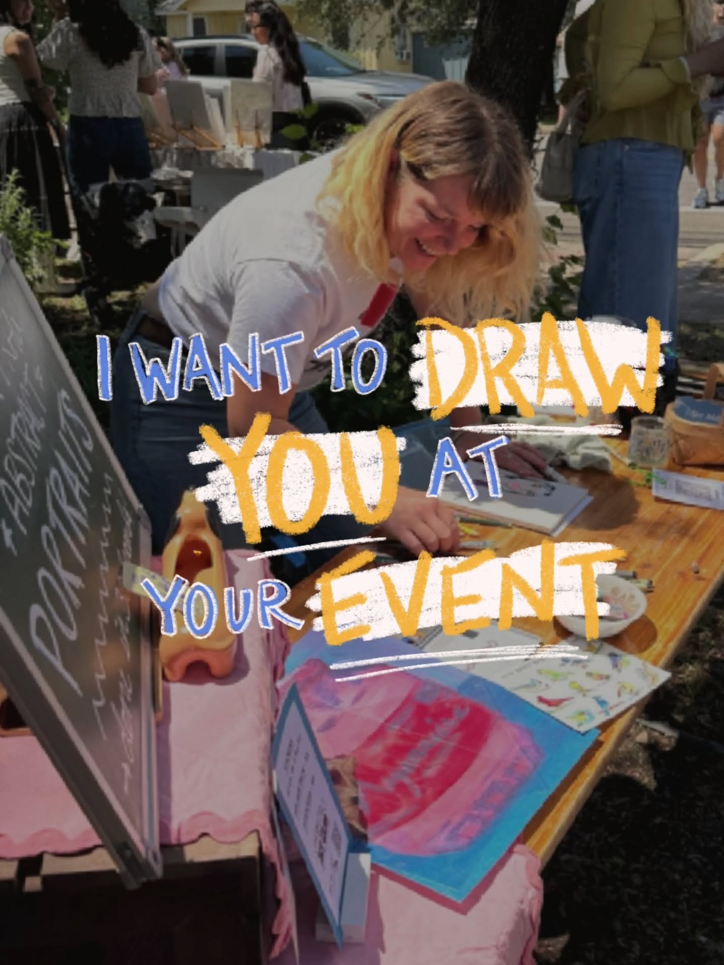 Help me make this dream a reality! 

I'm a live illustrator who creates memorable keepsakes at events. ✨️ 30 second portraits of people, places, and animals.

I'd love for this side hustle to become my full time job. Please share this post with your 