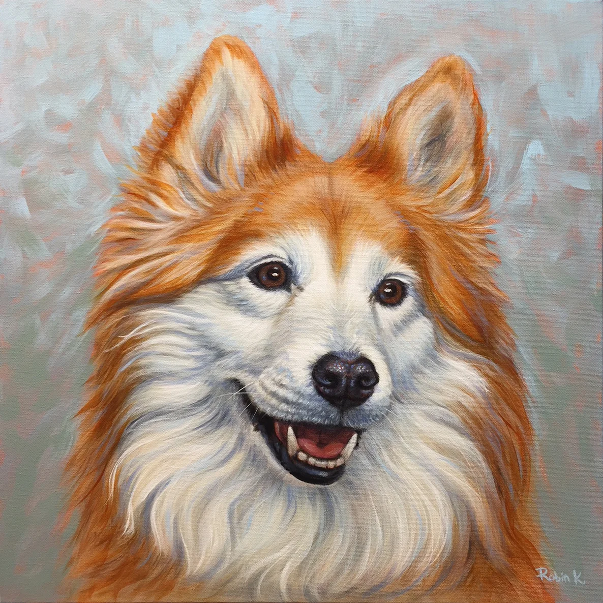 custom hand painted pet portrait of Icelandic Sheepdog