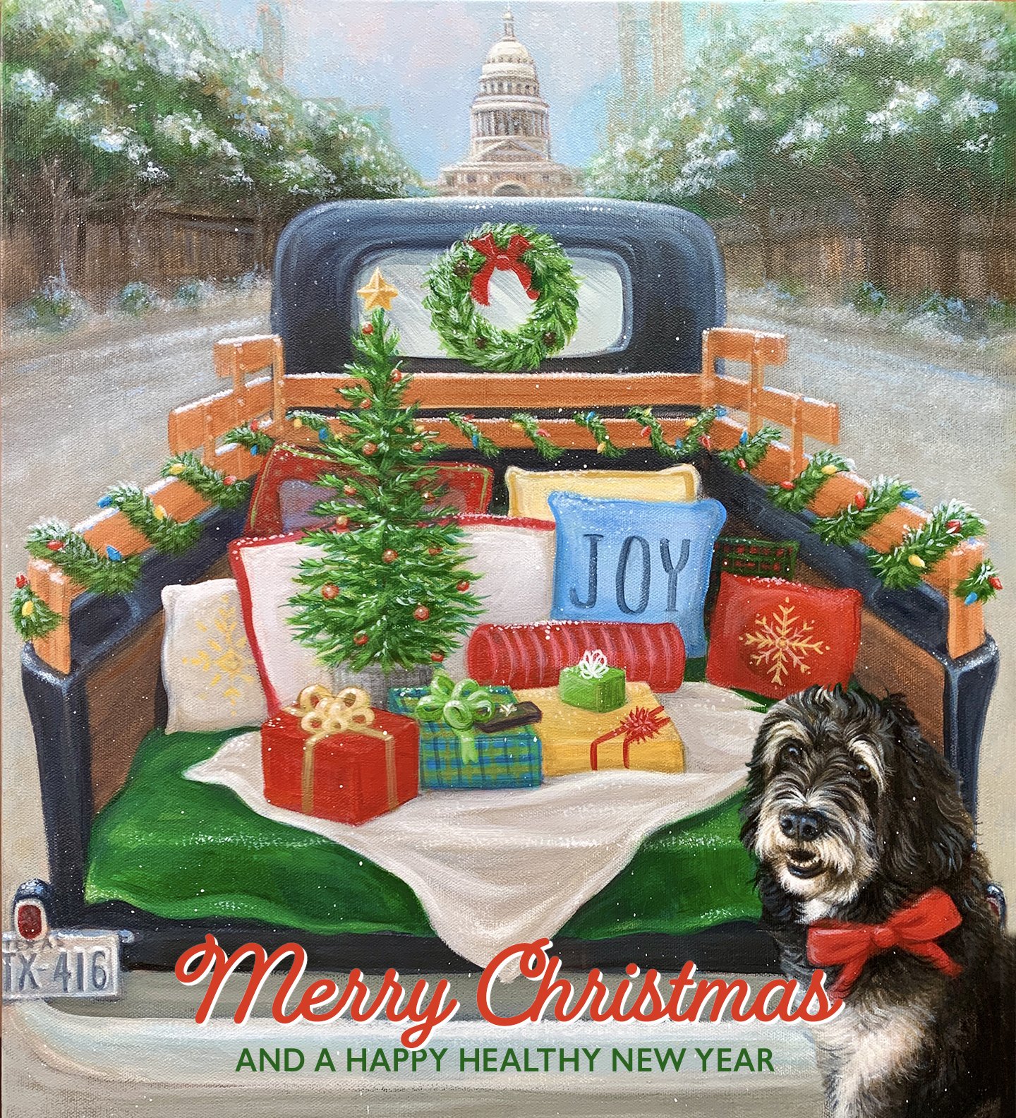 Custom Hand Painted Christmas Card on canvas