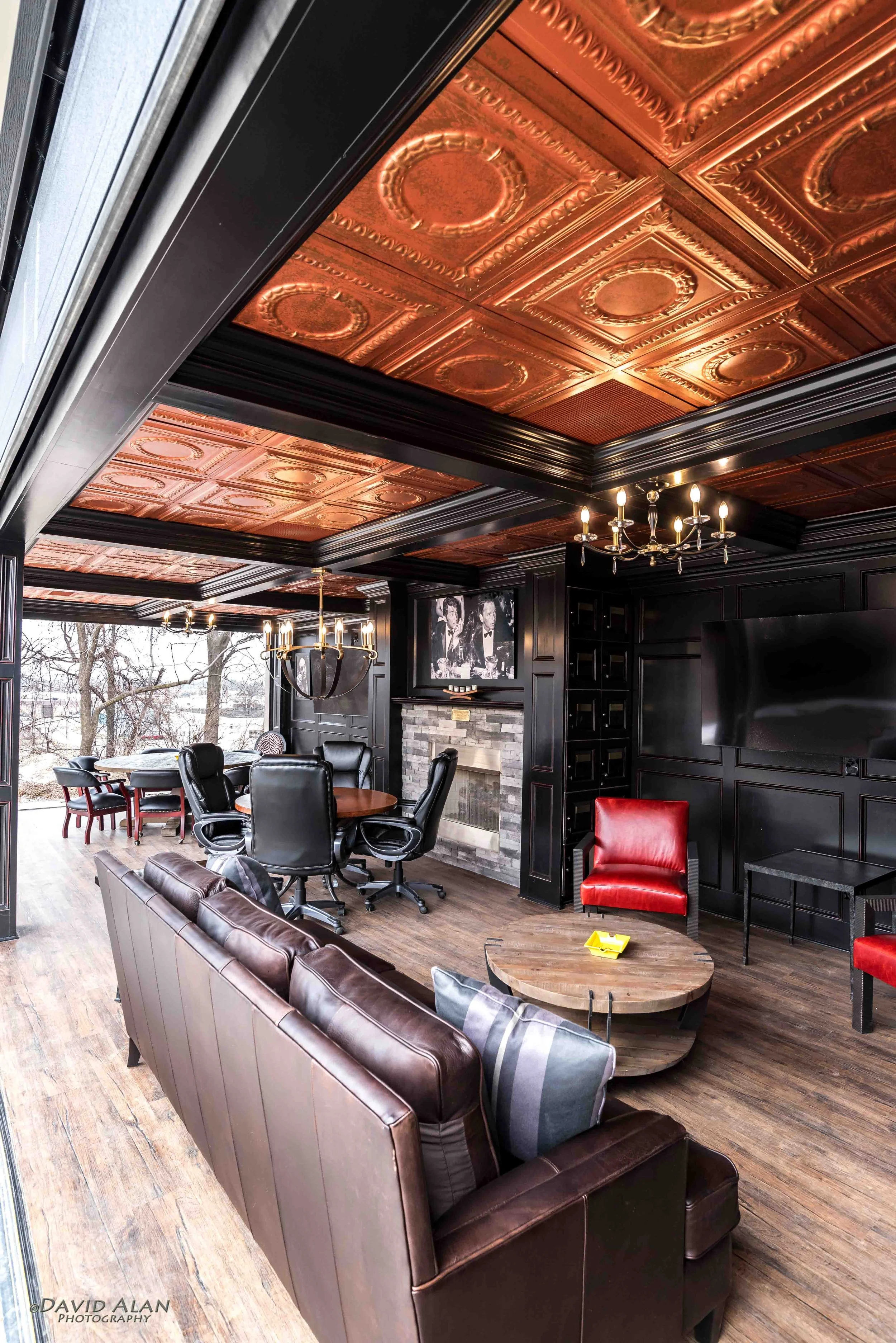 Custom Entertainment Room with Copper Ceiling – Perrino Builders