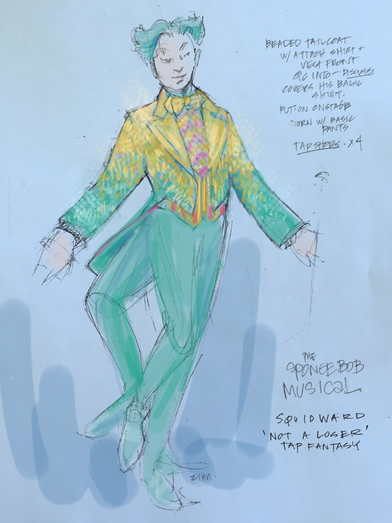 sketch for squidward "loser,"  the spongebob squarepants musical
