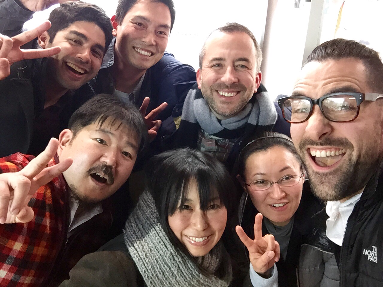 From left to right: Merrick, Trevor, Bill, Myself, Nobu, Tae, and Izumi