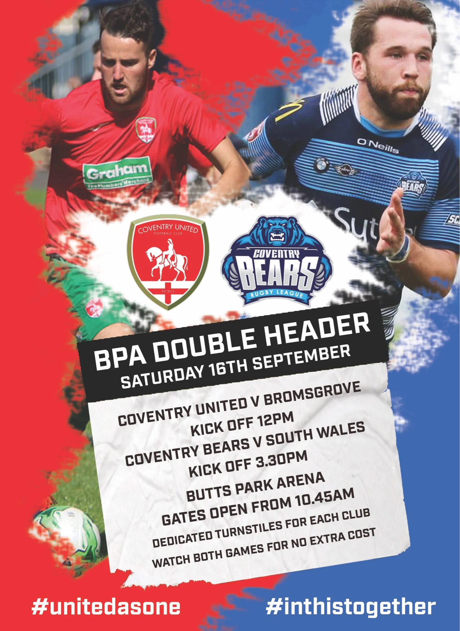 Last game now a double header with Coventry Utd